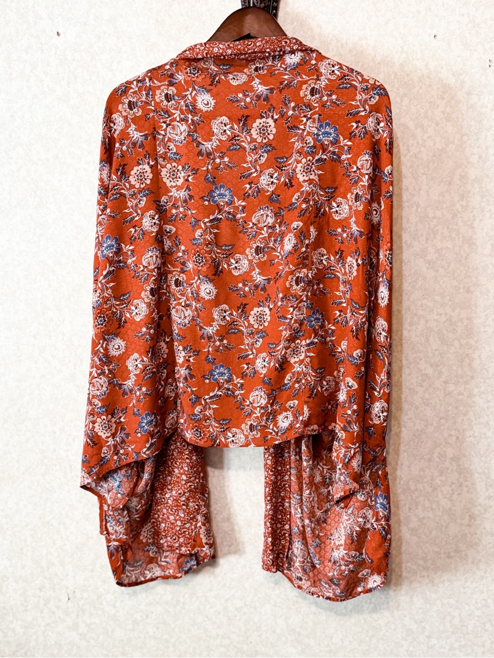 Knox Rose Boho Floral Kimono Cardigan L Rust Open Front Cottagecore Festival - Picture 4 of 8